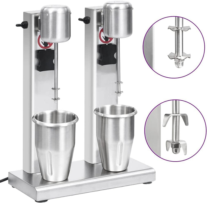 vidaXL Milchshaker mit 2 Bechern Eiweissshaker Standmixer Eiweiss Shaker Getränke Drink Mixer Milksh