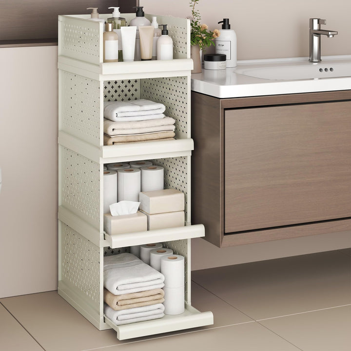 81.5cm Organizer Schubladenregal Kunststoff,Badezimmerschrank | 4 pcs Stapelbares Regal Hoch für Bad