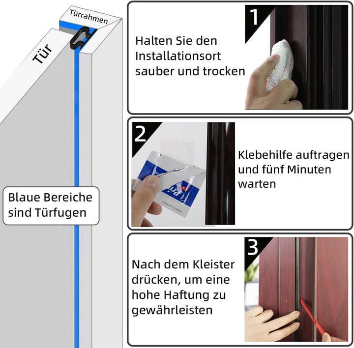 Türdichtung Dichtungsband Selbstklebend,Haustür Türrahmen Dichtung Flexibel,Türdichtungen Gummidicht
