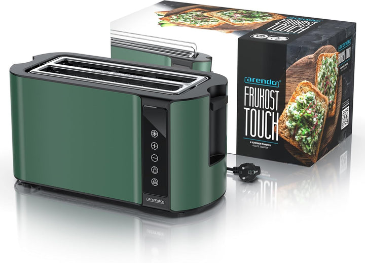 Arendo - Edelstahl Toaster Langschlitz 4 Scheiben- Touchscreen – Doppelwandgehäuse – 1500 W – Integr