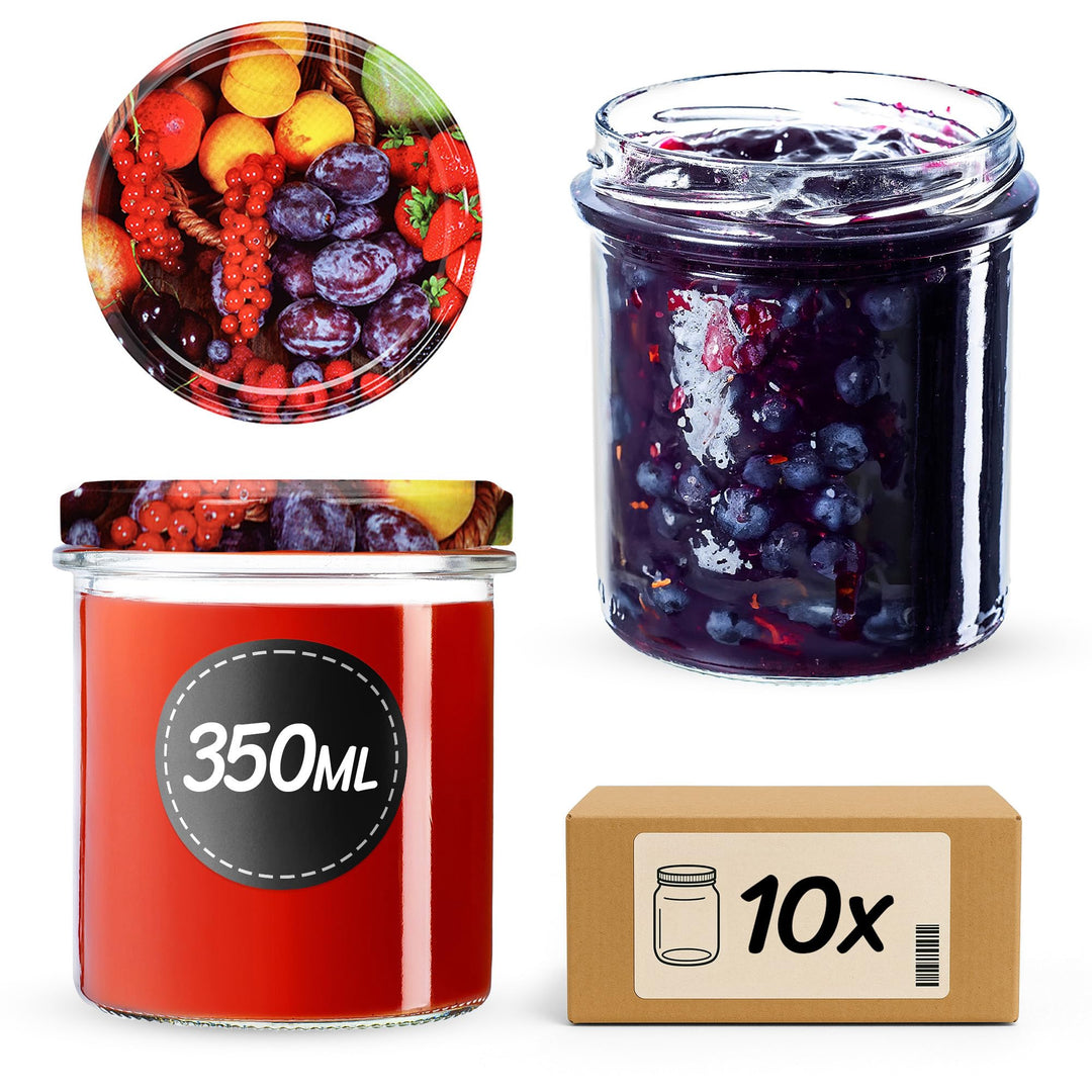 KADAX 10er Set Marmeladengläser 350ml TO82, Einmachgläser Vorratsgläser Mason Jar mit Schraubdeckel,