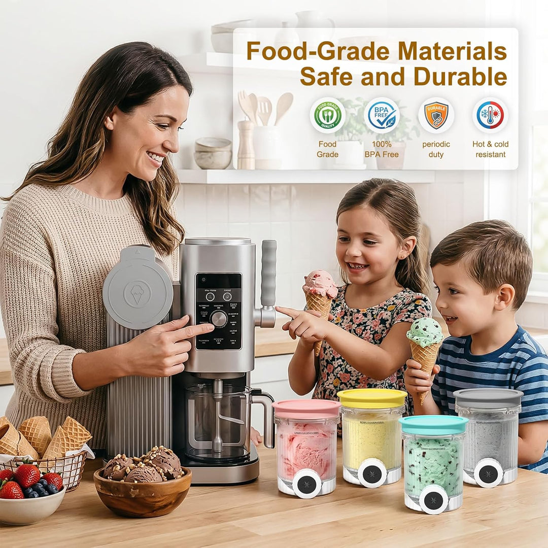 4 Stück Behälter für Ninja CREAMi Swirl, 480ML Eisbehälter für Ninja Eismaschine NC700 & NC701EU Ser