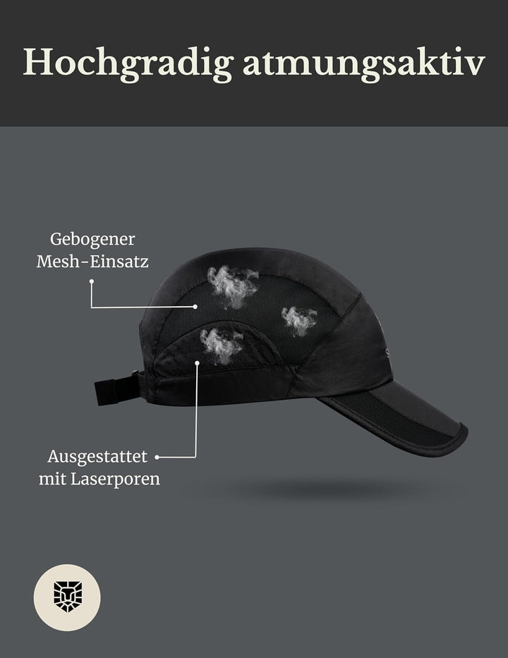 SWORTS HeadUp Running Cap (Light) Ultradünne Laufkappe mit Atmungsaktivem Mesh (Unisex Basecap Sport