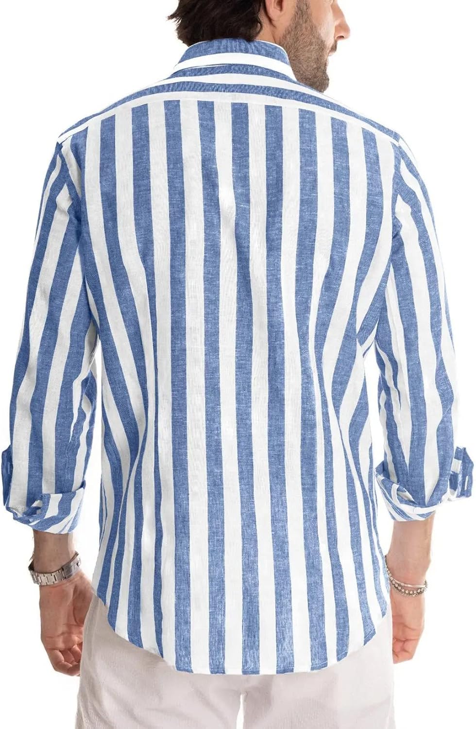 Meilicloth Herren Hemd Langarm Sommer Gestreifte Freizeithemden Casual mit Knöpfen Regular Fit A Him