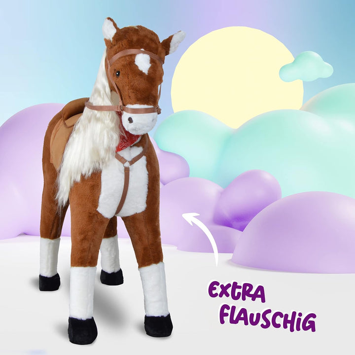 XXL Plüschpferd 105cm - Elsa, das riesige Reitpferd für Kinder, tolles Stehpferd zum Draufsitzen ink