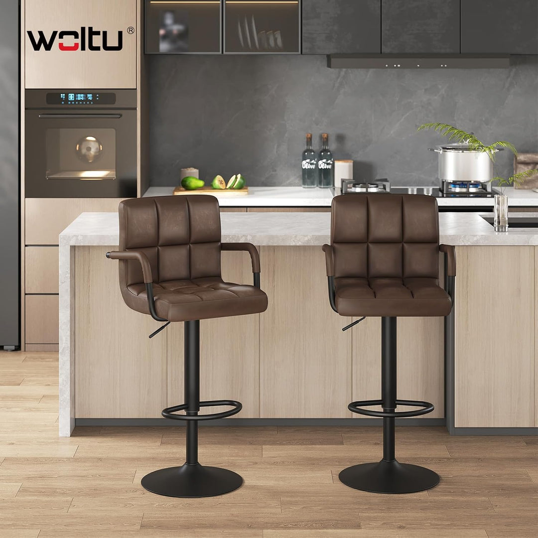 WOLTU Barhocker 2er Set Barstuhl Tresenhocker Bistrohocker Designer Hocker mit Rückenlehne, Kunstled