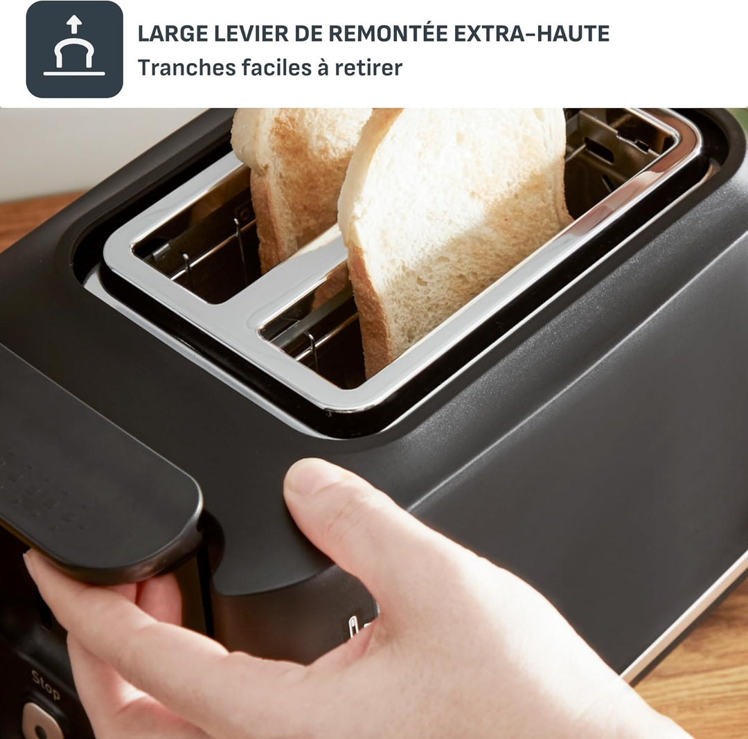 Tefal Toaster mit 2 Schlitzen, inkl. Magnetklammern, grosse Bedienelemente, 7 Bräunungsstufen, herau
