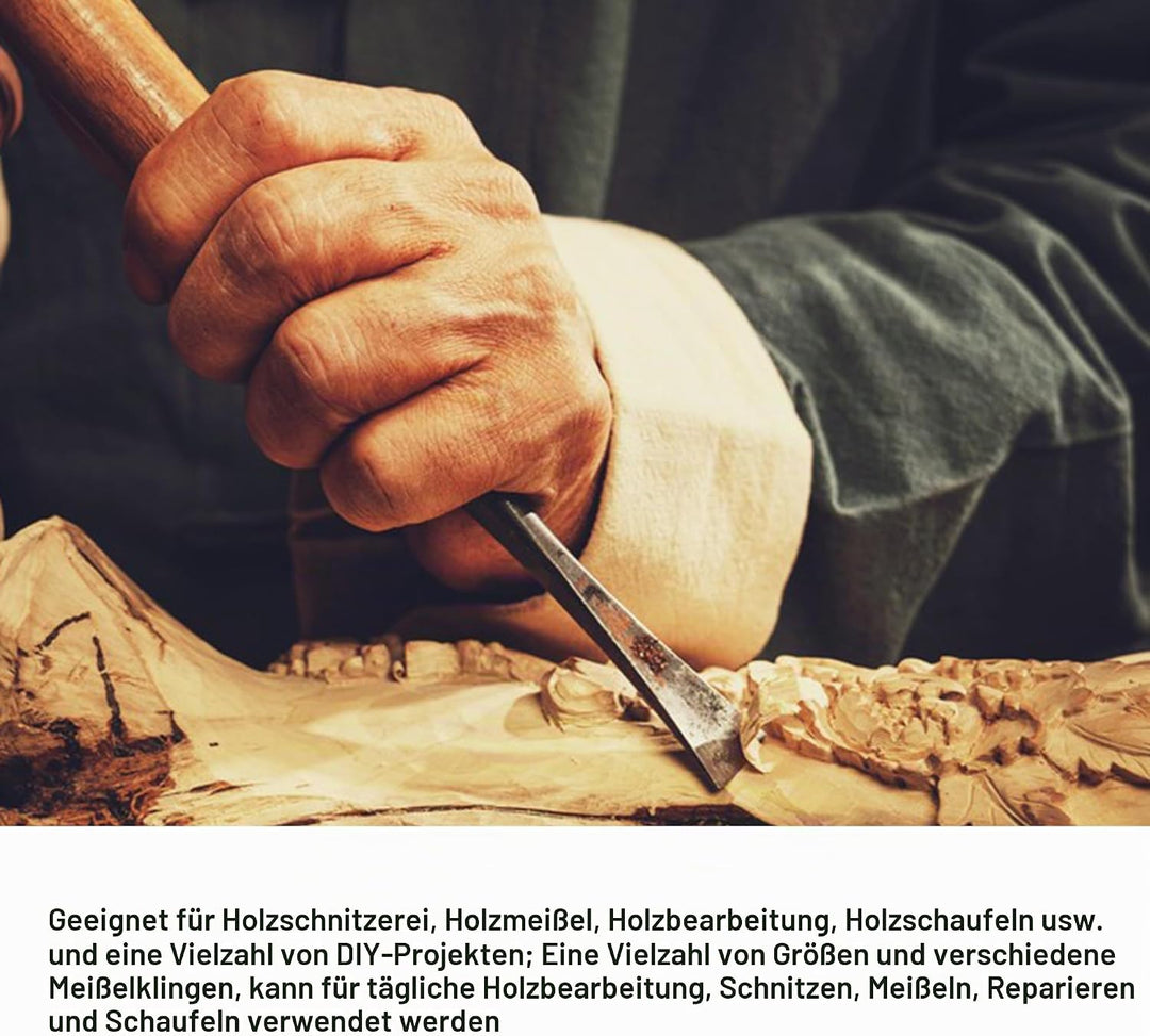 RDEXP 4 Stück Halbrunde Holzbearbeitungsbeitel Drehmeissel Holzgriff DIY Handwerk