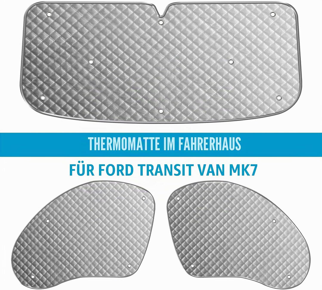 MaxEarn 3 STK Sonnenschutz Thermomatten passend für Ford Transit Van MK7, Auto Wasserdicht Frontsche