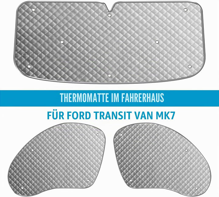MaxEarn 3 STK Sonnenschutz Thermomatten passend für Ford Transit Van MK7, Auto Wasserdicht Frontsche