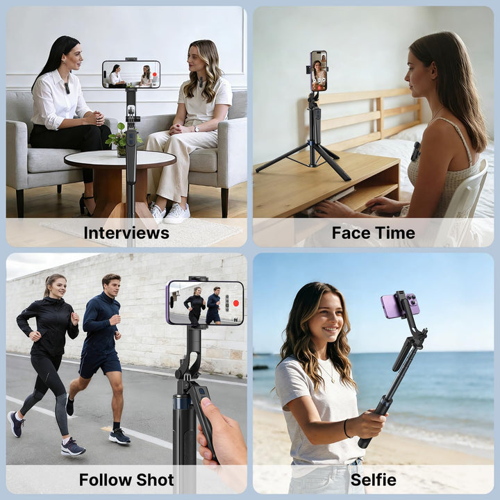yAyusi Vlogging-Kit für iPhone/Android, 180 cm Ausziehbares Selfie-Stick-Stativ mit Licht, Fernbedie