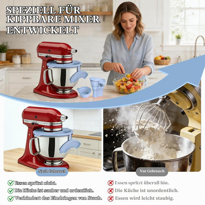 Mixer Mehl Trichter Spritzschutz Kompatibel mit KitchenAid 3-in-1 Standmixer Zubehör mit faltbarem M