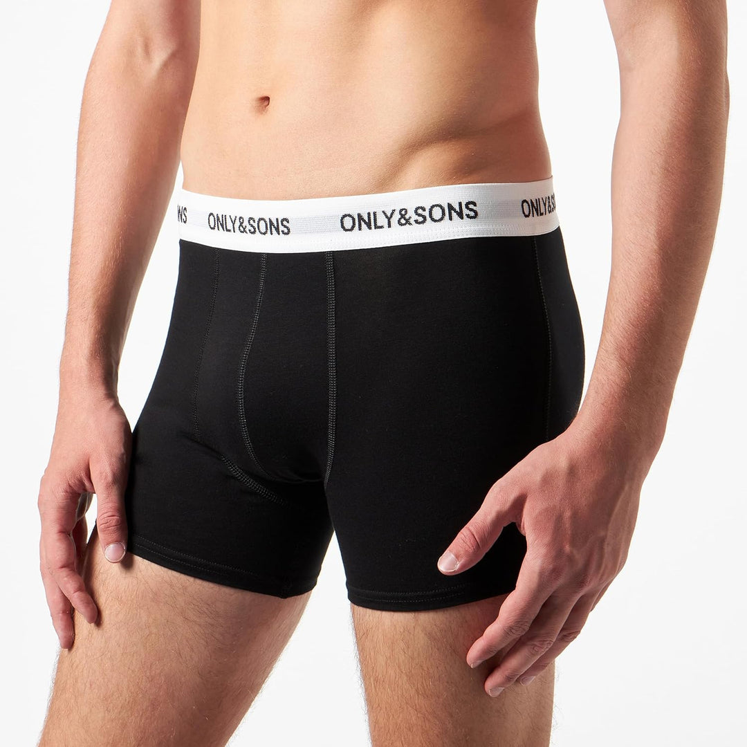 ONLY & SONS Herren Onsfitz Solid Black Trunk 7-pack Noos L Black/Detail:white Waist Black Logo, L Bl