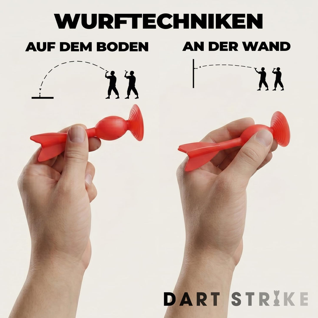 Dart Strike® | Mix Spiel Dart mit Saugnäpfen & Petanque | 11 Silicone Multi Surface Darts + Bag | Ki