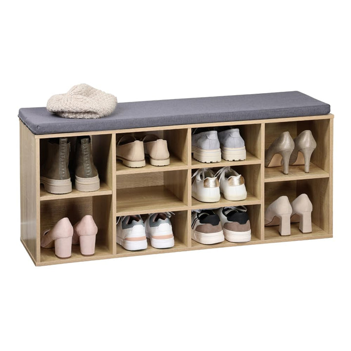MOON HOME Schuhschrank mit Sitzkissen - Stardust Oak, aus FSC® Holz Faserplatte (MDF) mit Eichenopti