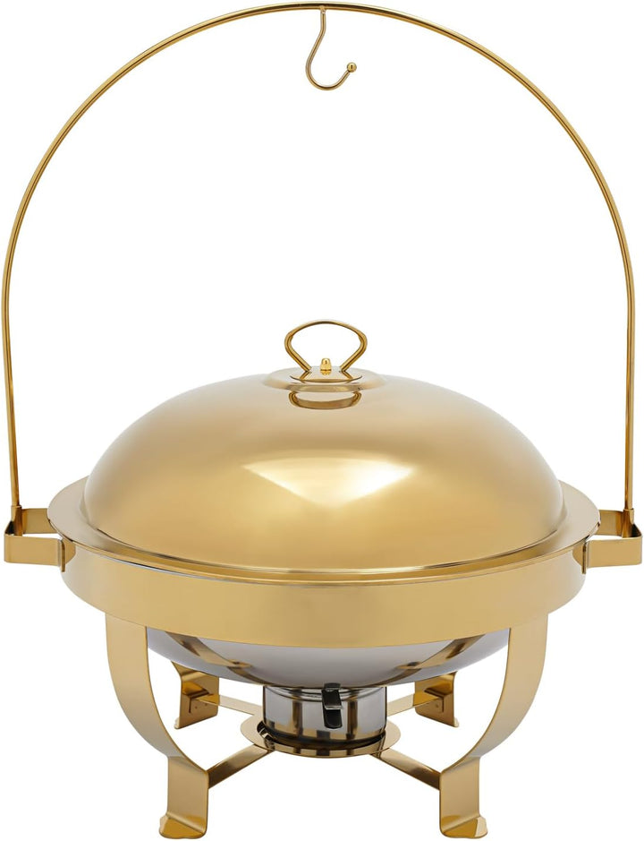 1 Stück Rund Chafing Dish Set 8L Speisenwärmer Edelstahl Buffet Wärmebehälter für Hotels, Cafés, Res