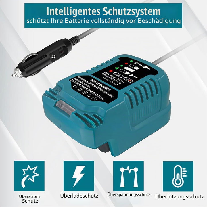 Auto Ladegerät für Makita 18V Akku, Mini-Ladegerätersatz für Makita 18 Volt Batterie BL1815 BL1820 B