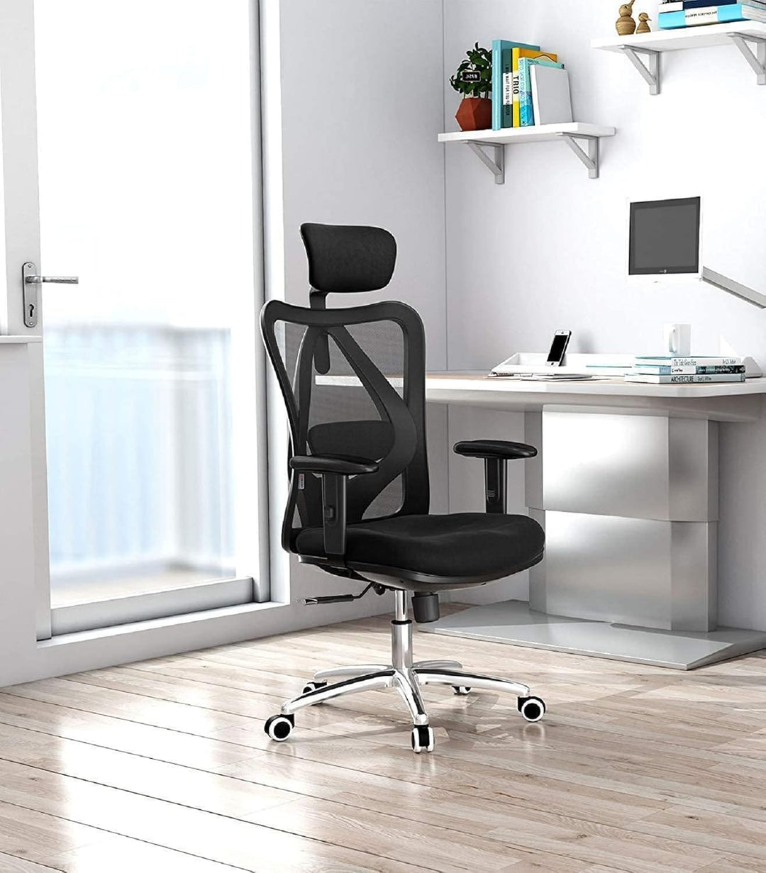 SIHOO Bürostuhl Ergonomischer Schreibtischstuhl, Drehstuhl hat Verstellbarer Lordosenstütze, Kopfstü