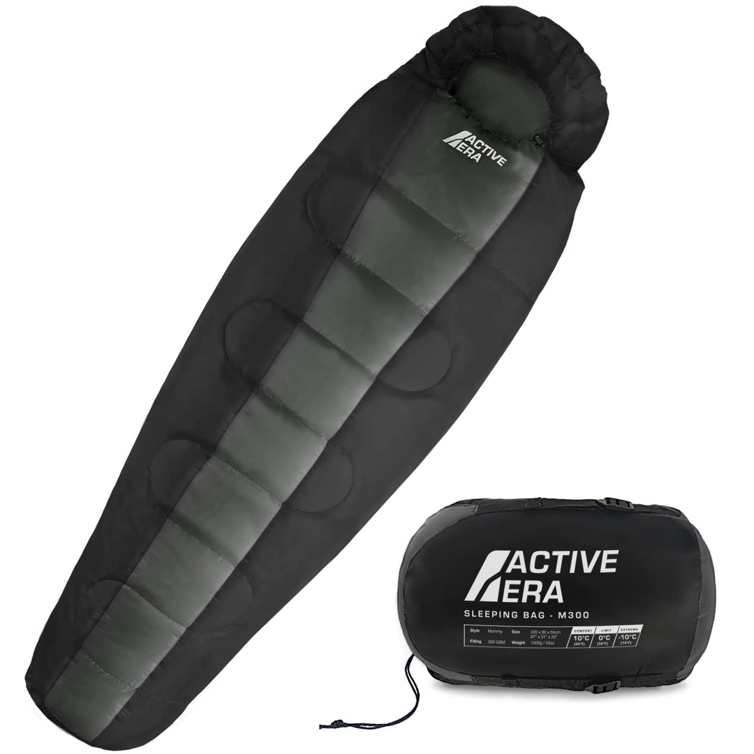 Active Era Mumienschlafsack – Schlafsack Winter und Sommer, -10°C bis 10°C - Wasserabweisend und Win