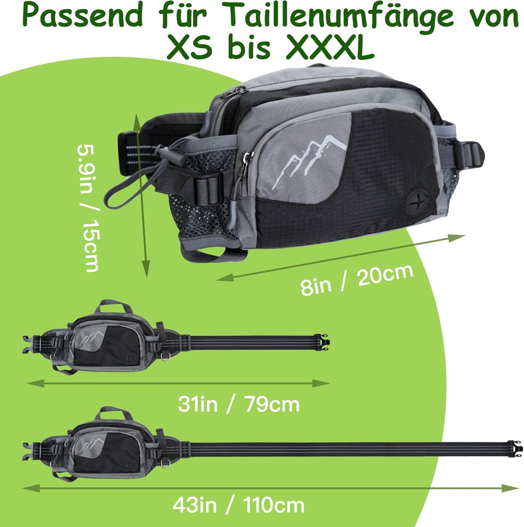 Hundetasche Bauchtasche mit Leckerli-Tasche & 2 Wasserflaschenhalter, Leichte Futterbeutel Hunde mit