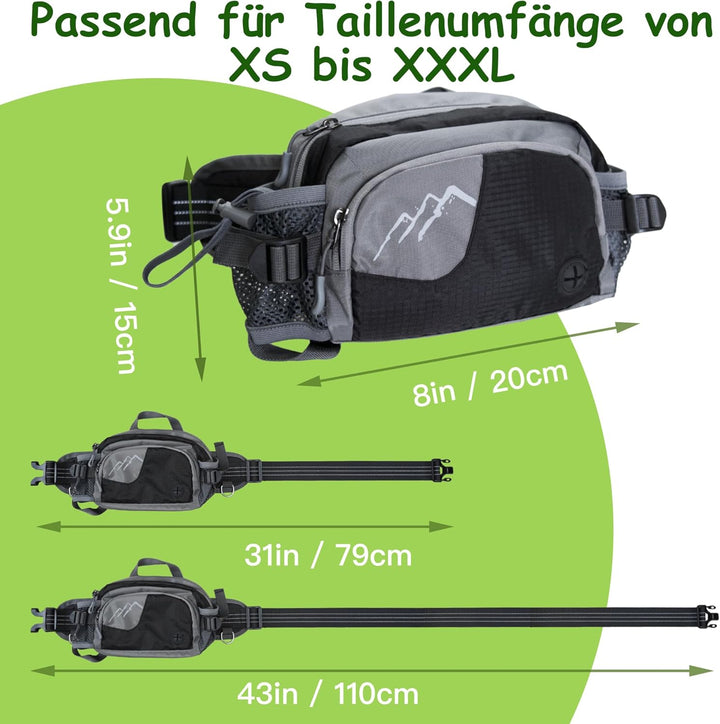 Hundetasche Bauchtasche mit Leckerli-Tasche & 2 Wasserflaschenhalter, Leichte Futterbeutel Hunde mit