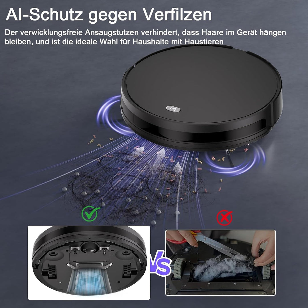 2026 Saugroboter mit Wischfunktion bis zu 5500 Pa Saugkraft, 2-in-1 Staubsauger Roboter APP/Alexa/Fe