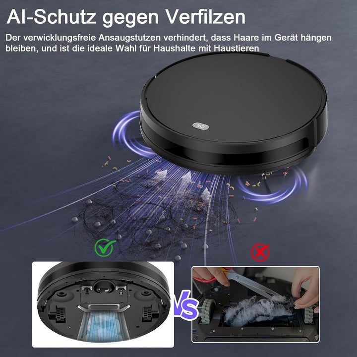 2026 Saugroboter mit Wischfunktion bis zu 5500 Pa Saugkraft, 2-in-1 Staubsauger Roboter APP/Alexa/Fe