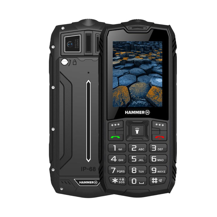 Hammer H Basalt Outdoor Handy ohne Vertrag, 2.4 Zoll Farbdisplay, Robust, Mega Batterie 1800 mAh, Wa