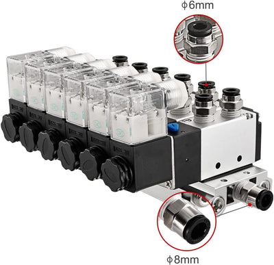Heschen Elektrisches Pneumatisches 6 Magnetventil 4V210-08, DC 12 V, PT1/4, 5 Wege 2 Positionen, Ver
