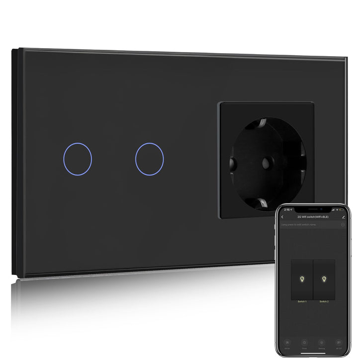 BSEED Normal Steckdose mit Smart Alexa Lichtschalter Kompatibel mit Alexa,Google Home, Glas Touchscr