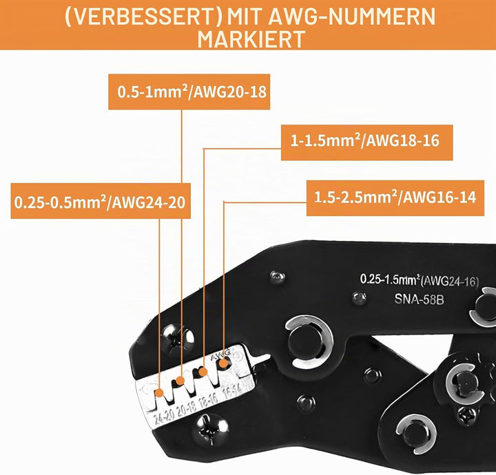 Draht Crimpzange mit Ratsche, Amliber Ratsche Wire Crimper Tool für offene Zylinderklemmenverbinder,