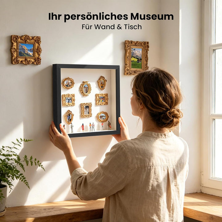 GEEKHOM Museum of us 3D Bilderrahmen zum Befüllen - DIY Mini Museum mit 10 Kleine Bilderrahmen & 10
