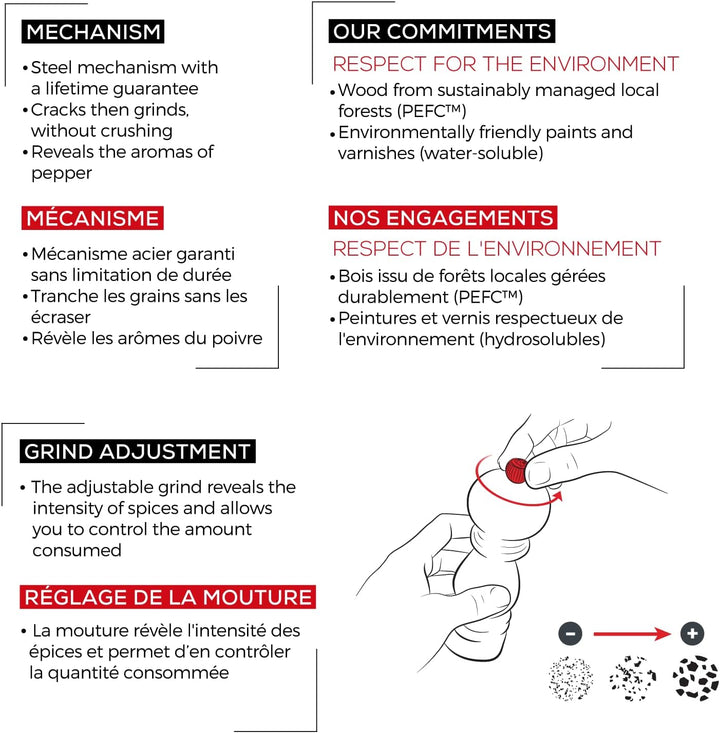 PEUGEOT 870418 Pfeffermühle 18cm Buche N natur Peugeot-Mahlwerk Single, Single