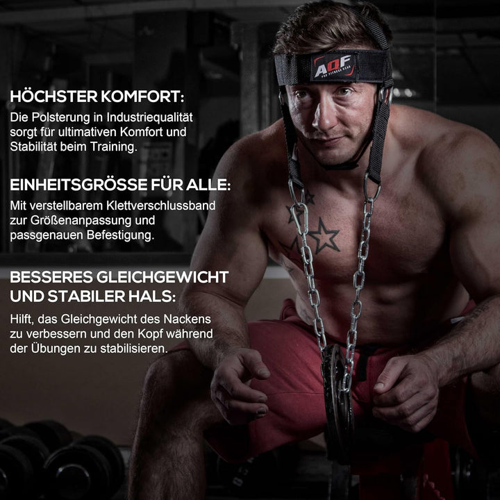 AQF Verstellbares Kopfgeschirr Tauchen Hals Builder Mit D-Haken-Befestigung Gewichtheben Kette Gesch