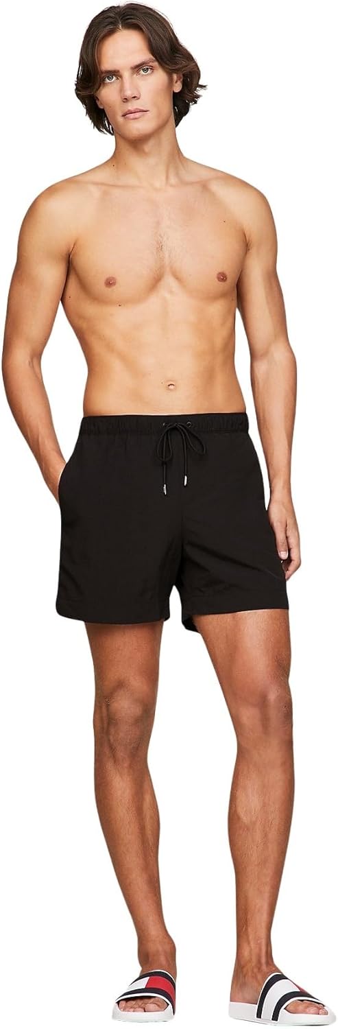 Tommy Hilfiger Herren Badeshorts Medium Drawstring Mittellang S Schwarz (Black), S Schwarz (Black)