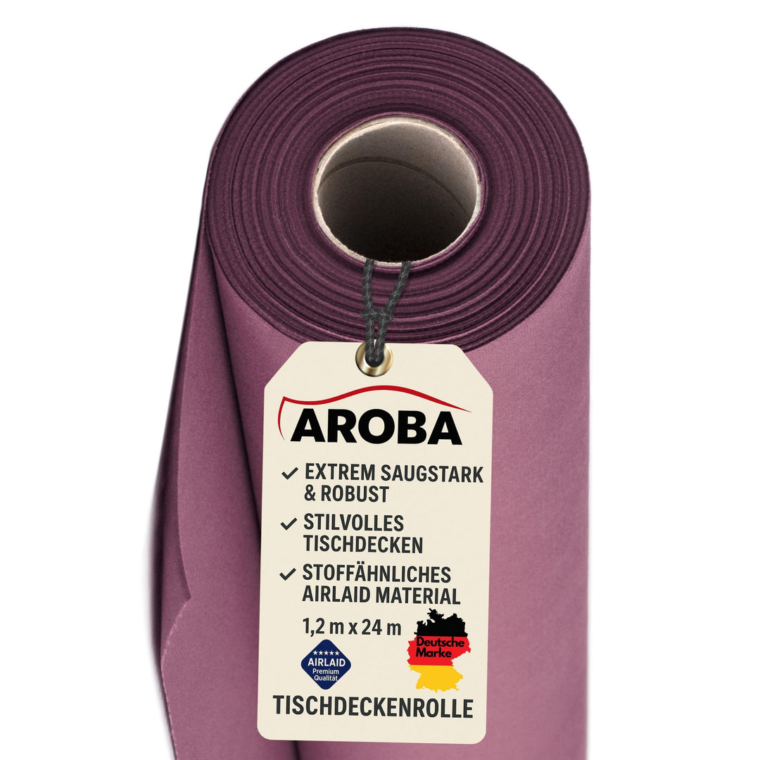 AROBA 1x Airlaid Tischdeckenrolle (Violett, 1,2 m x 24 m) - Stoffähnliche Tischdecke - Hochwertige T
