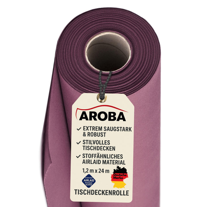 AROBA 1x Airlaid Tischdeckenrolle (Violett, 1,2 m x 24 m) - Stoffähnliche Tischdecke - Hochwertige T