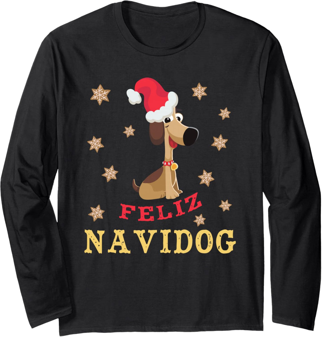 Feliz Navidog - Feliz Navidad - Hund Weihnachten Sterne Langarmshirt