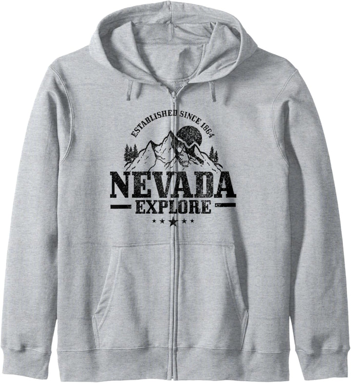 Nevada Est. 1864 Explore Vintage Berge Wandern Nevada Kapuzenjacke