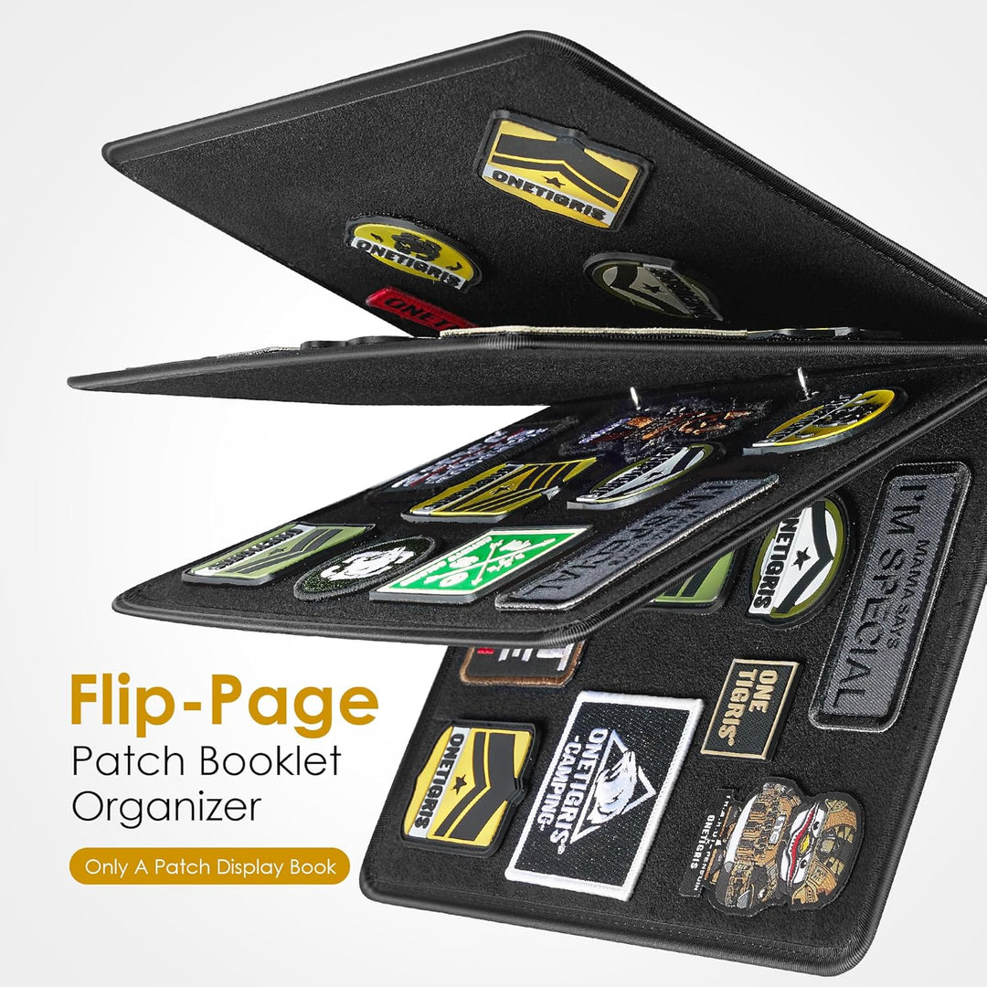 OneTigris Flippage Patchbuch 27,9 x 20,3 cm mit Romovable Metallringbüchern (schwarz), Schwarz