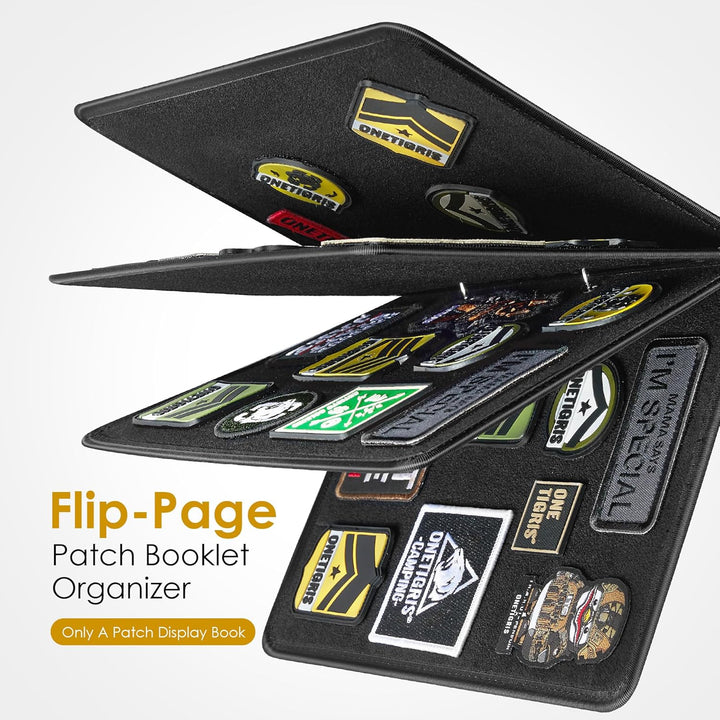 OneTigris Flippage Patchbuch 27,9 x 20,3 cm mit Romovable Metallringbüchern (schwarz), Schwarz