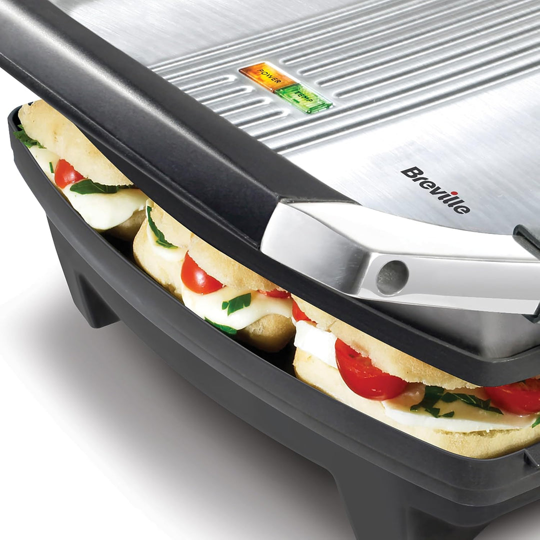Breville Sandwich/Panini-Toaster | Sandwichmaker im Café-Stil für 3 Scheiben | Edelstahl [VST025X]