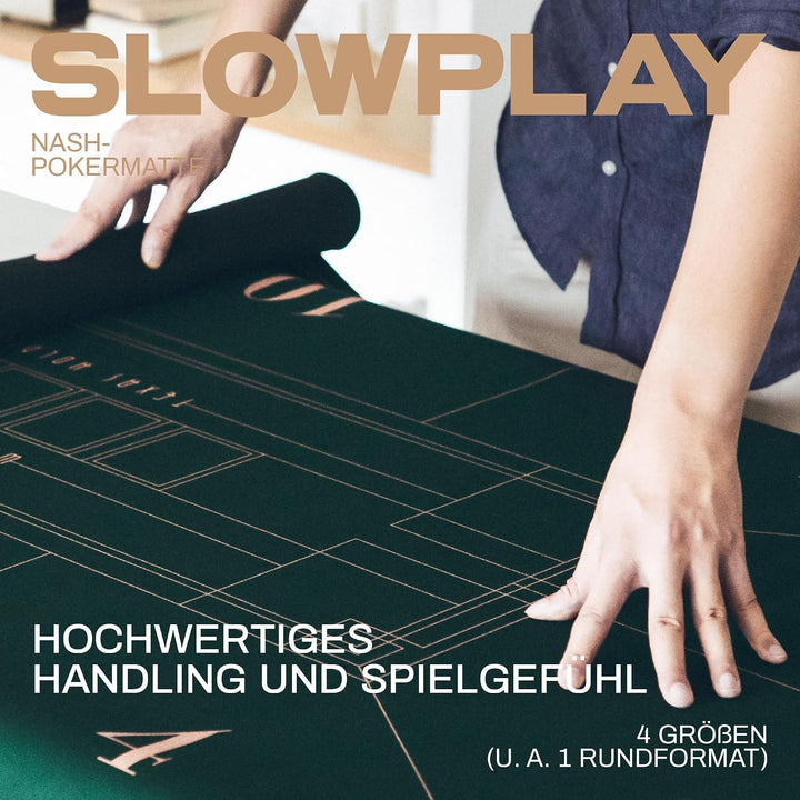 SLOWPLAY Nash Pokermatte, Ultra glatt, mobil, Art-déco-Layout | Samtig glatte Oberfläche; rutschfest