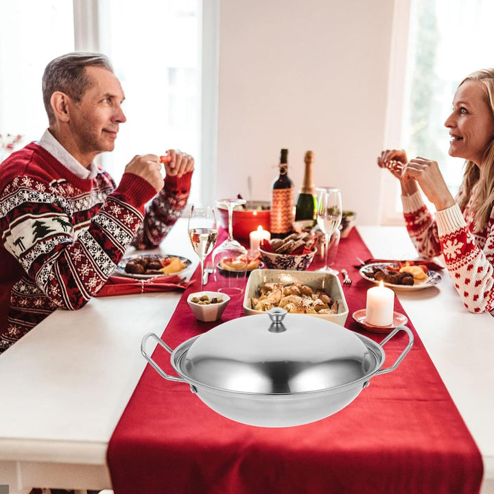 1 Set Mini Edelstahl Wok Pfanne Mit Griff Deckel, Suppentöpfe Küchenkochgeschirr Für Gasinduktion Od
