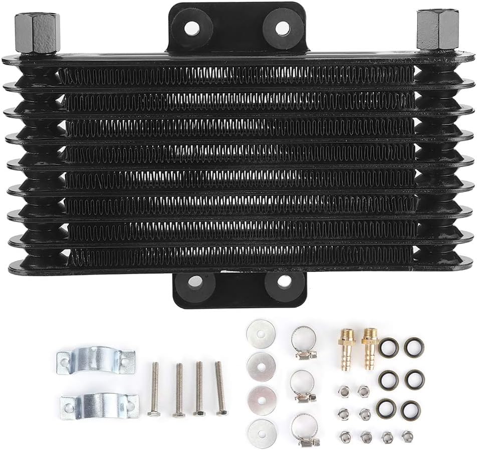 Motorölkühler, Universal 8-reihig Schwarz Motorölkühler Kühler für 125-250CC Motorrad Dirt Bike ATV