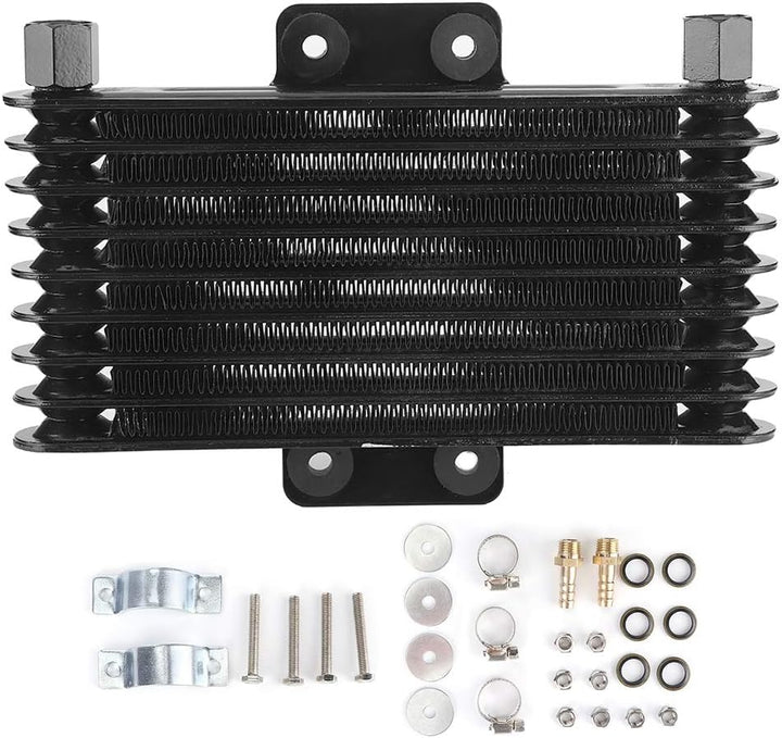 Motorölkühler, Universal 8-reihig Schwarz Motorölkühler Kühler für 125-250CC Motorrad Dirt Bike ATV