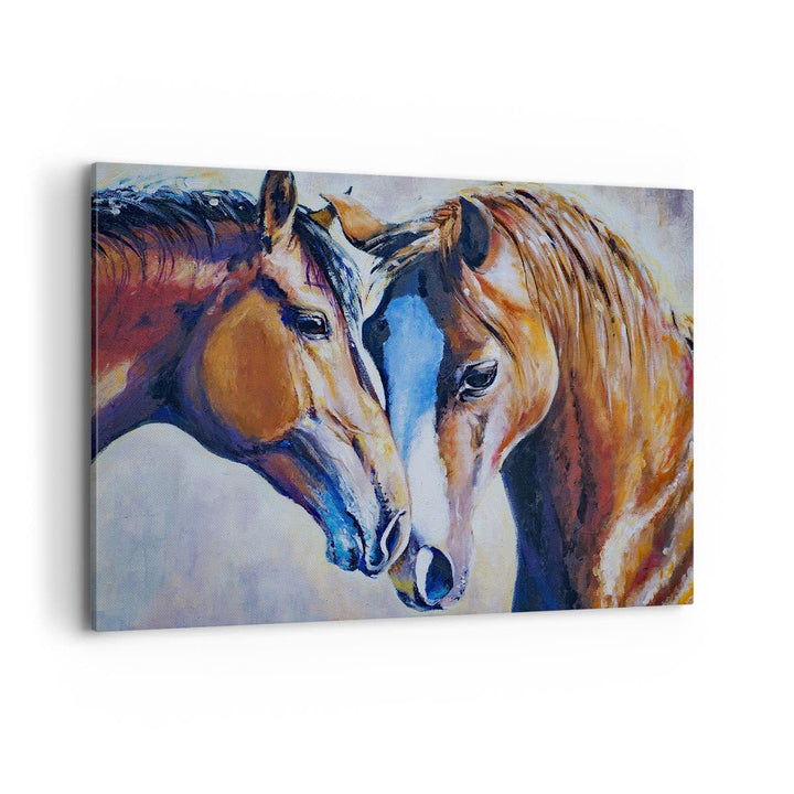 Bilder auf Leinwand 100x70cm Leinwandbild mit Rahmen Pferd Tier Bindung Gross Wanddeko Bild Schlafzi