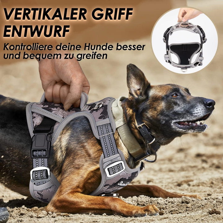 Hundegeschirr für Grosse Hunde, Anti Zug Brustgeschirr mit 2 Leinenclips und leicht zu bedienendem G