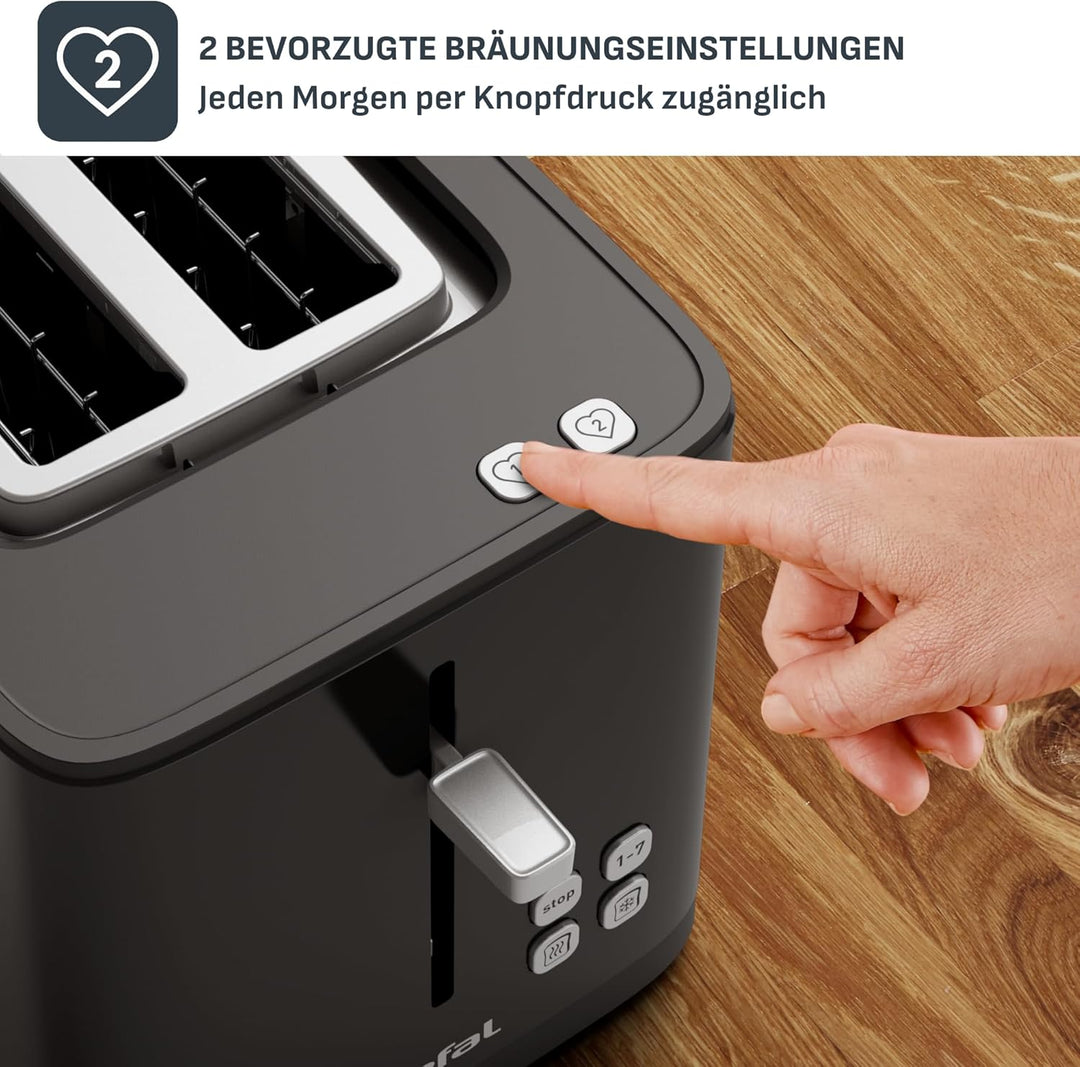 Tefal TL6408 Toaster | Für Zwei Lange Scheiben Favoriten-Einstellungen Countdown | Mit Digitaldispla