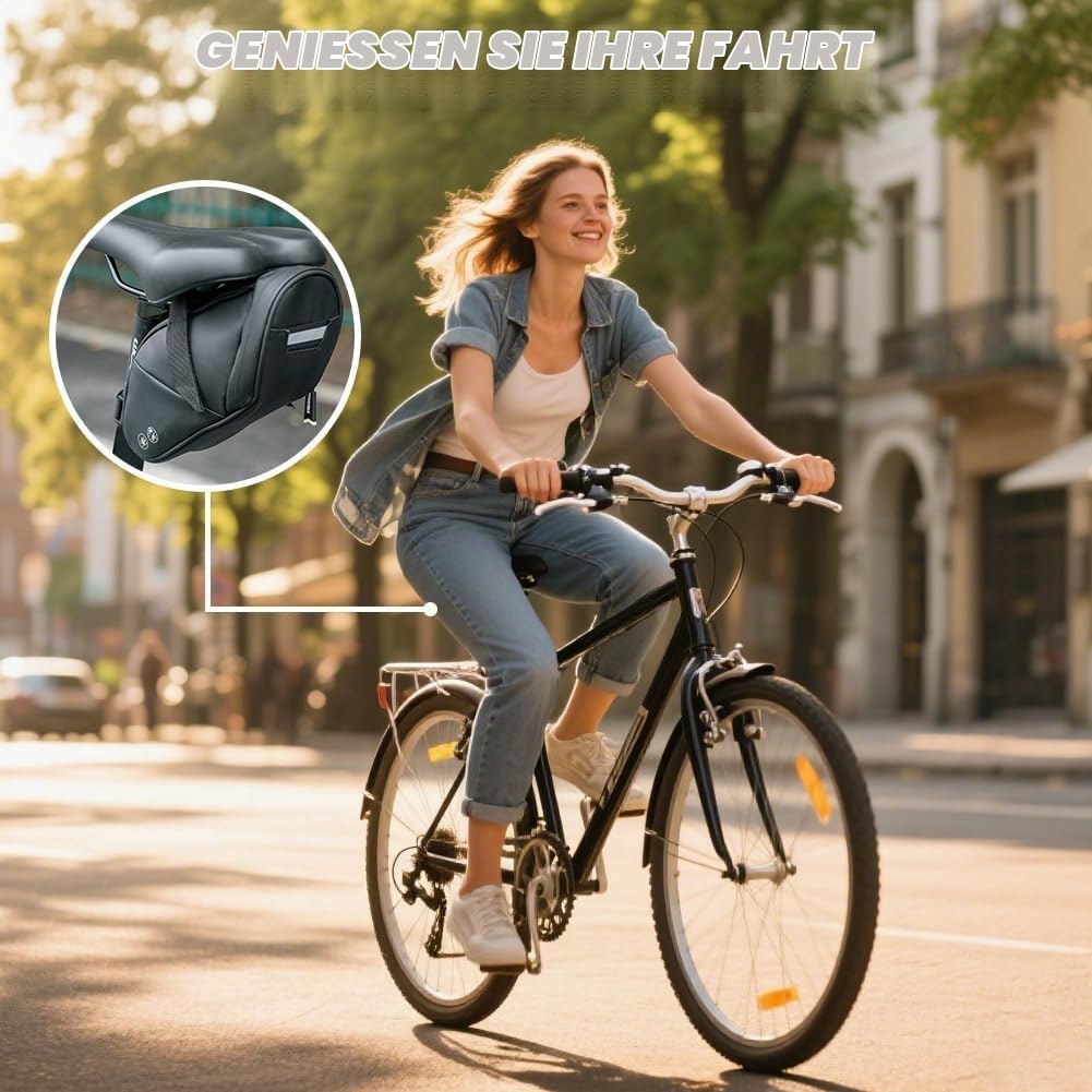 Fahrrad Satteltaschen, Wasserdichte Satteltasche mit Reflektierendem Streifen, Fahrradsatteltasche a